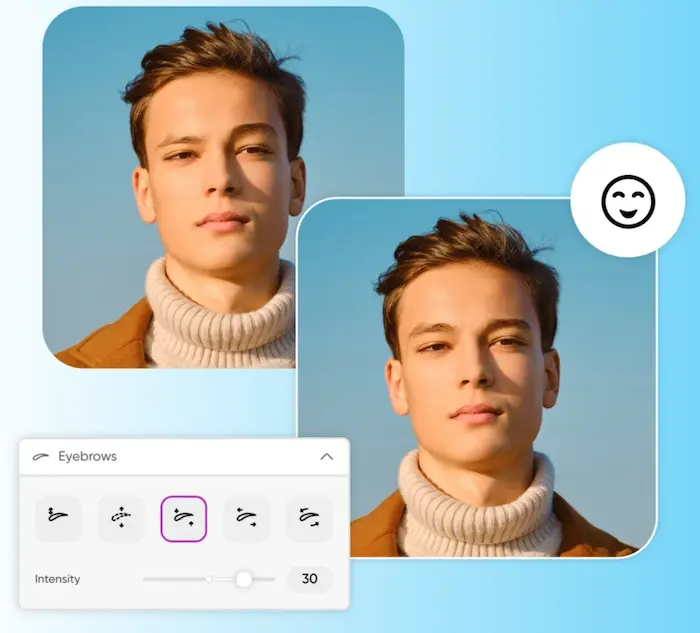 editing eyebrows in picsart steps